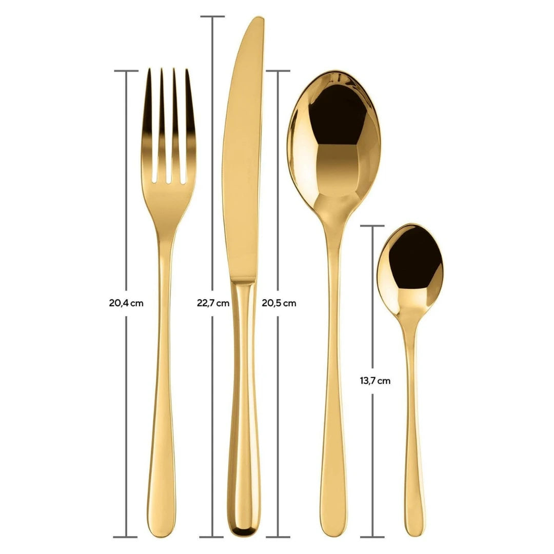 Golden Kitchen® | Set de Cubiertos Dorados Premium Acero Inoxidable + Caja de Regalo